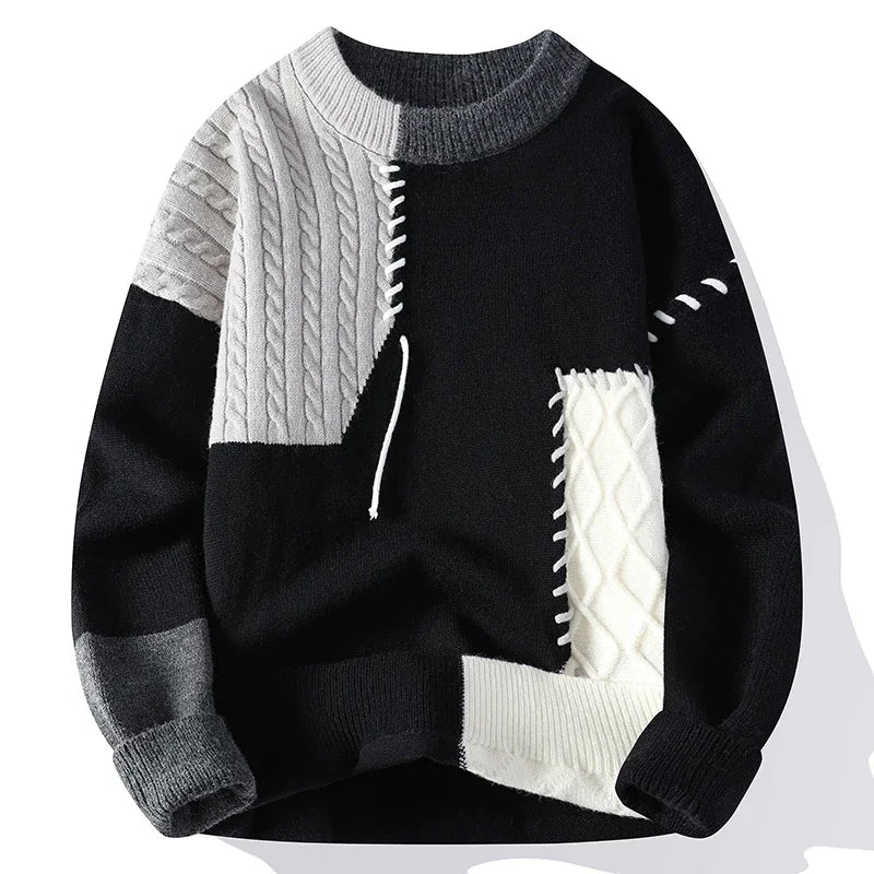 Men’s Patchwork High‑Street Sweater