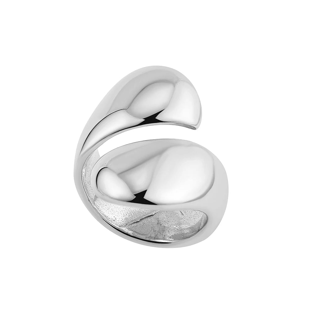 Vintage Stainless Steel Rings for Women Punk Chunky Irregular Smooth Adjustable Open Ring Jewelry Weddings Gifts