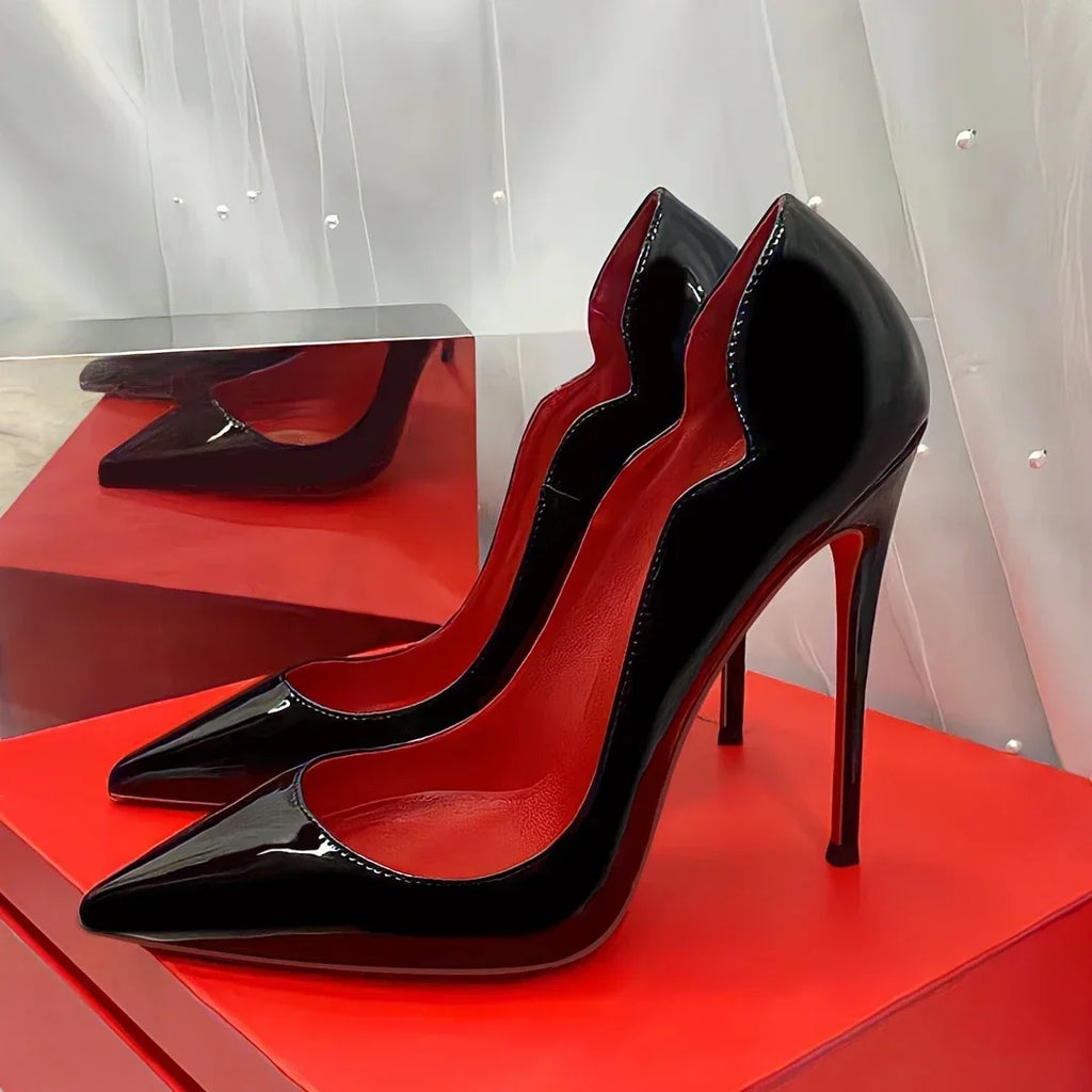 Black Extra‑Thin 12cm High Heels – Women’s Professional Shallow‑Mouth Stiletto Pumps