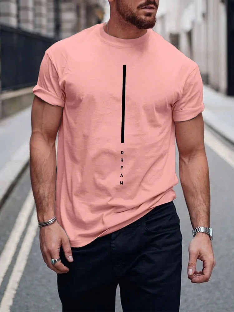 Men’s Oversized Letter‑Print T‑Shirt – Summer Loose Fit Sports Casual Short Sleeve Top