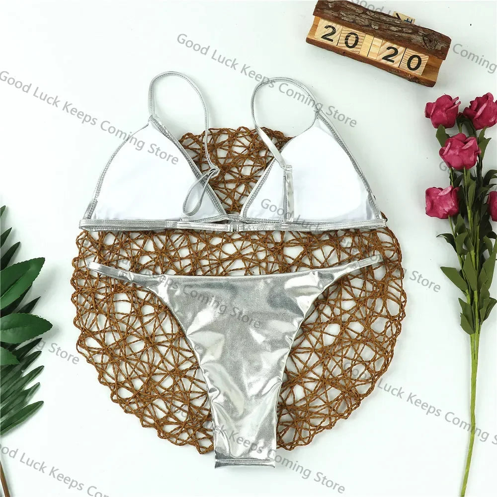Women’s Sexy Sequin Brazilian Bikini Set