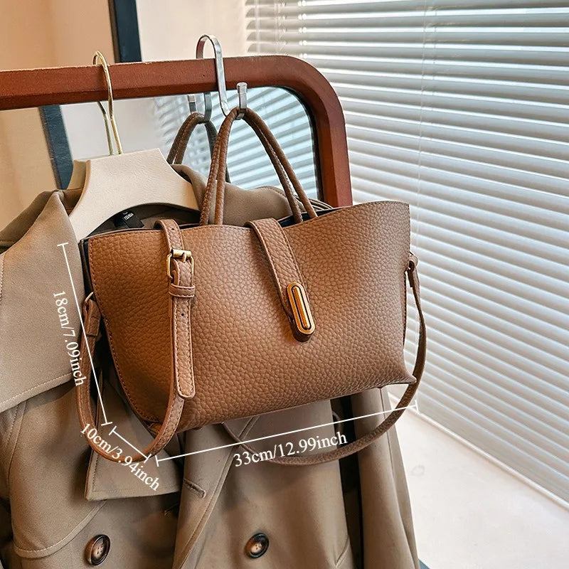 Fashion Ladies Handbags New Lychee Leather Tote Bag Versatile Evening Bag Commuter Simple Shoulder Bag Simple Messenger Bag