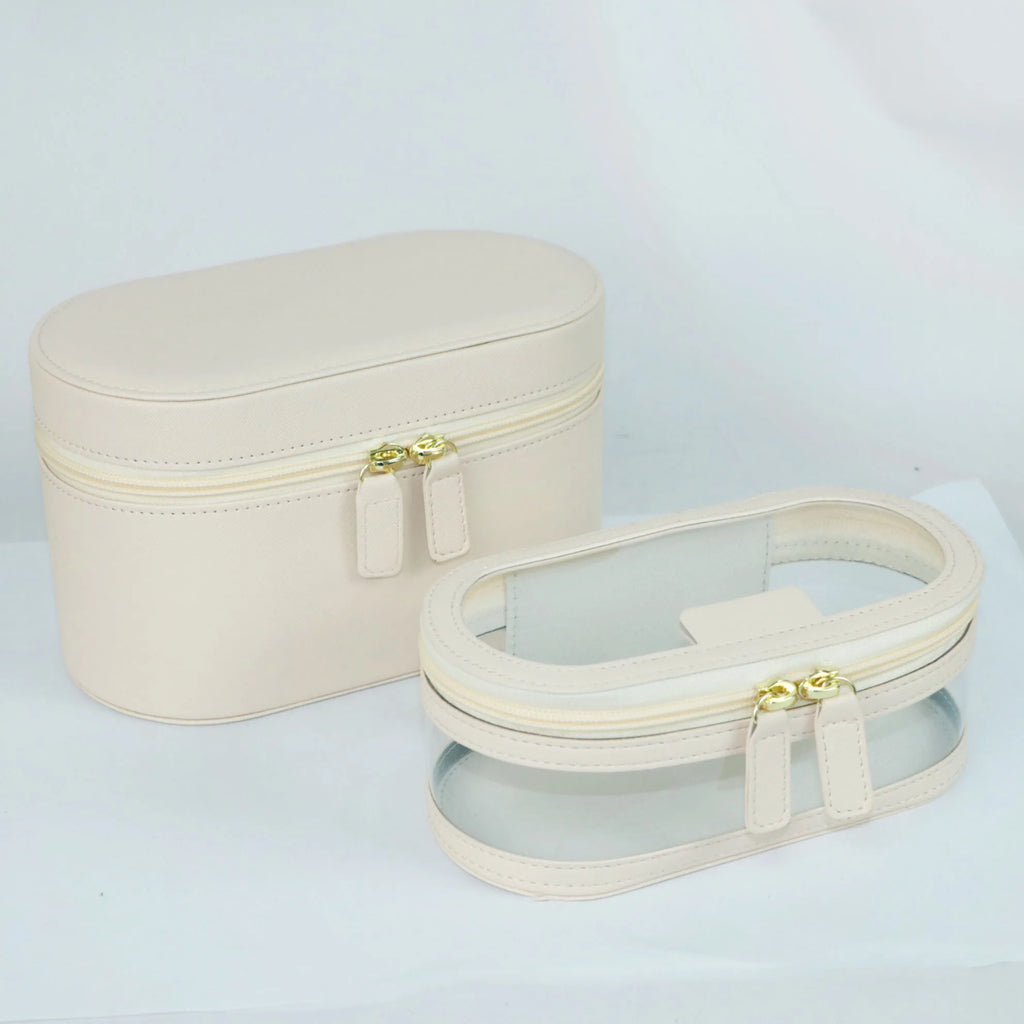 Customizable Name Saffiano Leather Toiletry Case – Women’s Luxury Travel Makeup Organizer & Dopp Kit Set