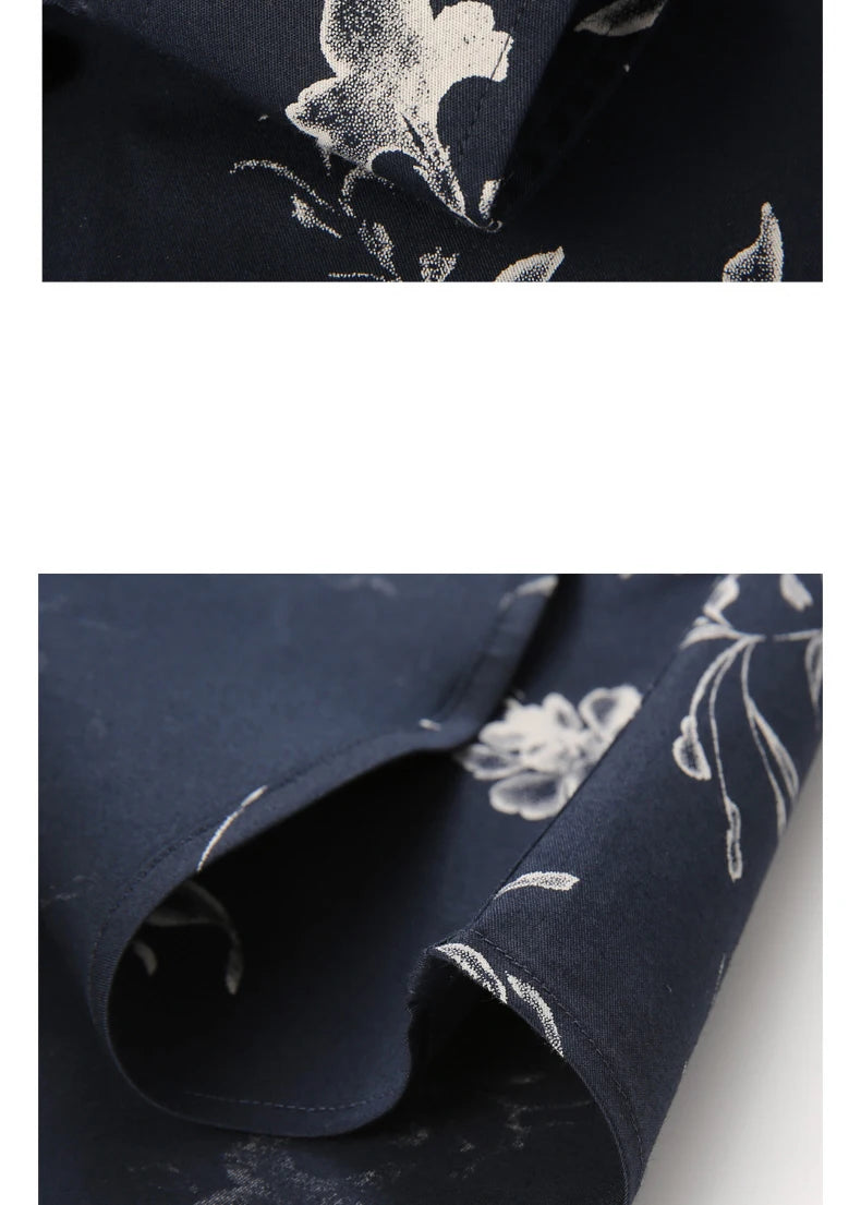 Men Long Sleeve Floral Print Shirt Brand Casual Fashion Button Up Printed Flower Shirts Dress Men Slim Fit Thin Clothing