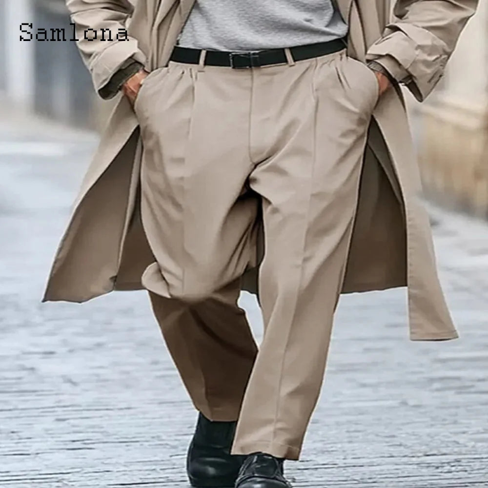 Solid White Formal Suit Pants