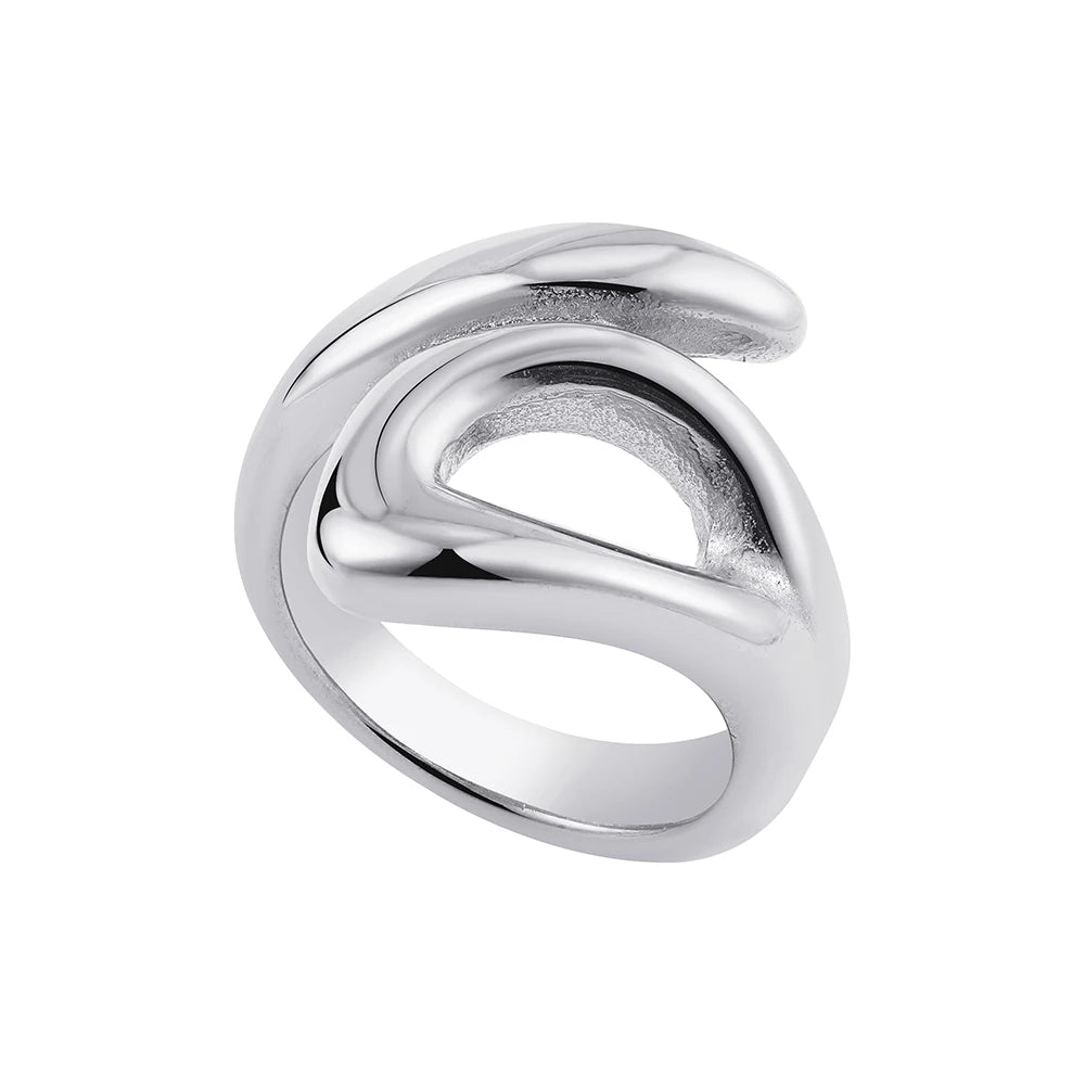 Vintage Stainless Steel Rings for Women Punk Chunky Irregular Smooth Adjustable Open Ring Jewelry Weddings Gifts