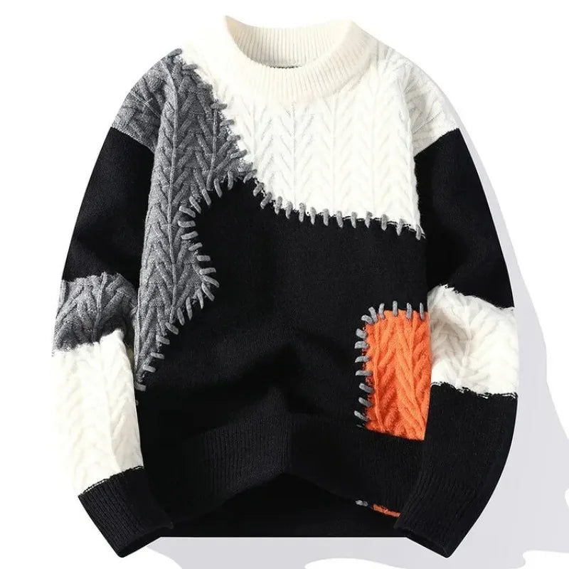 Men’s O‑Neck Splicing Sweater