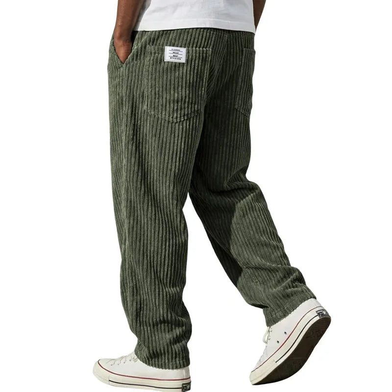 Retro Striped Corduroy Pants