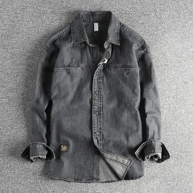 Heavy‑Washed Vintage Denim Shirt