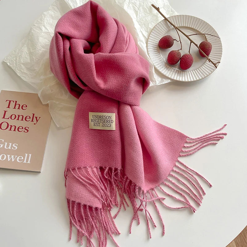Fashion Solid Cashmere Warm Scarf New Design Pashmina Winter Double Side Diffrent Color Shawl Wraps Bufanda with Tassel Blanket