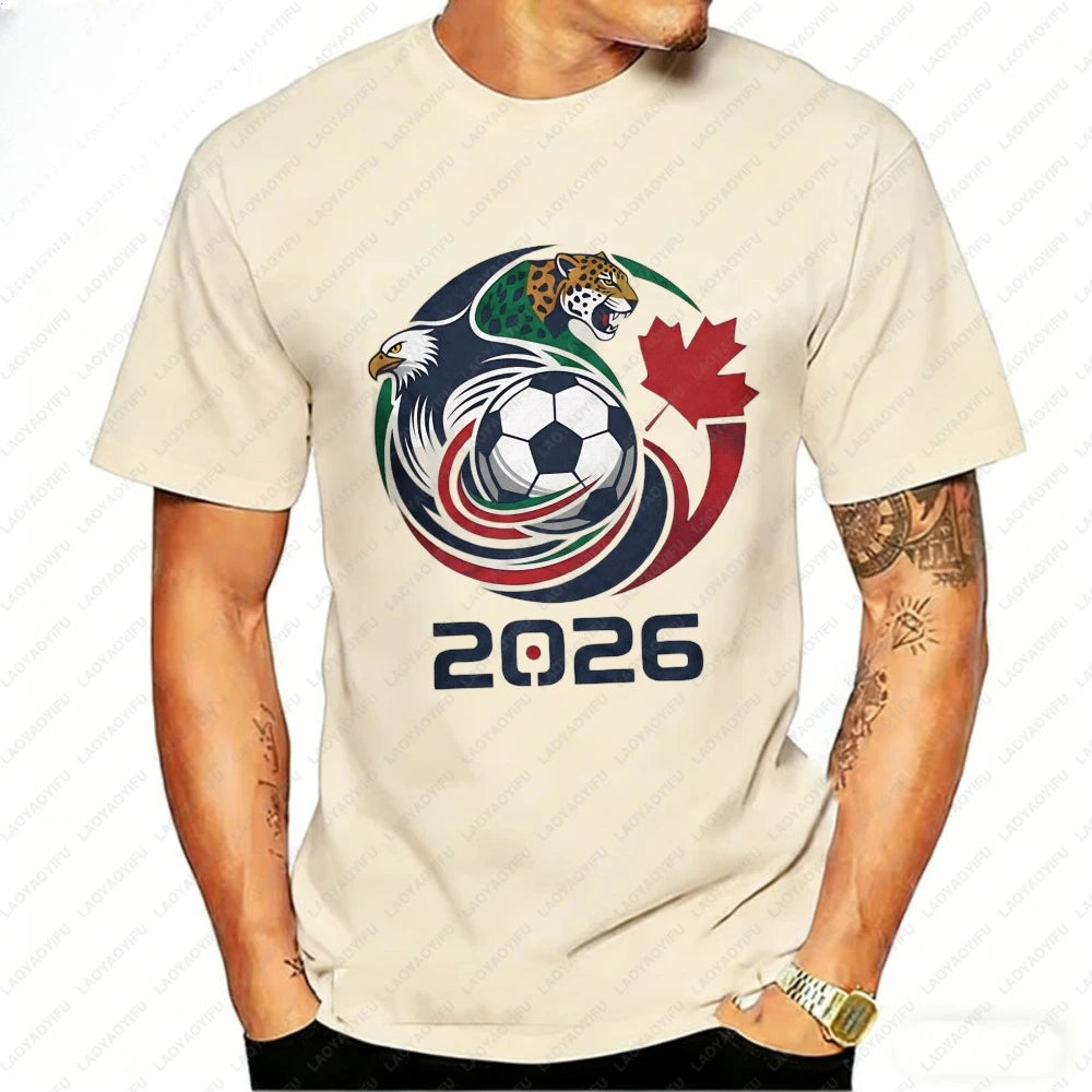 2026 Men’s Casual Soccer Print Oversized T‑Shirt — Minimalist Football Graphic Streetwear Tee