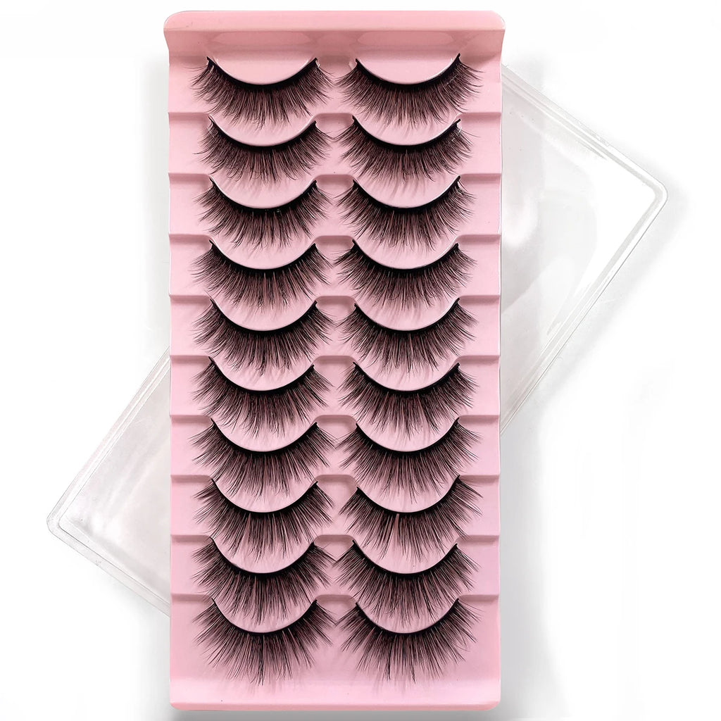 10Pairs Multipack 3D Mink Lashes False Eyelashes Handmade Wispy Fluffy Long Lashes Natural Eye Makeup Tools Eye Lashes H13 E08