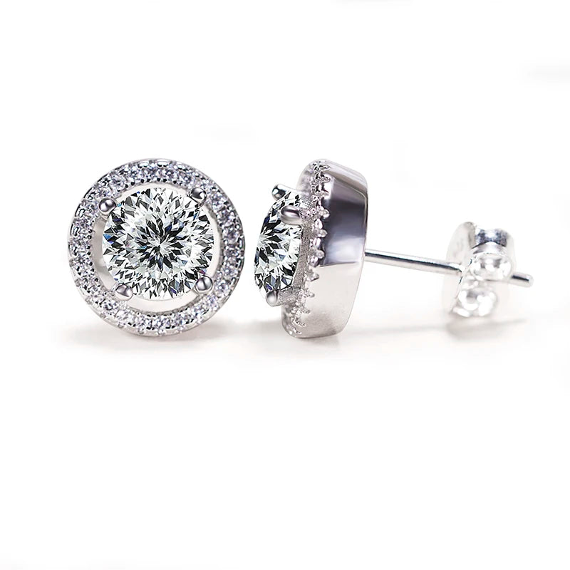 JoyceJelly Unisex Sterling Silver 925 Jewelry 2X1CT 6.5mm GRA Moissanite Stud Earrings for Men Women Lab Diamond Ear-studs Gift