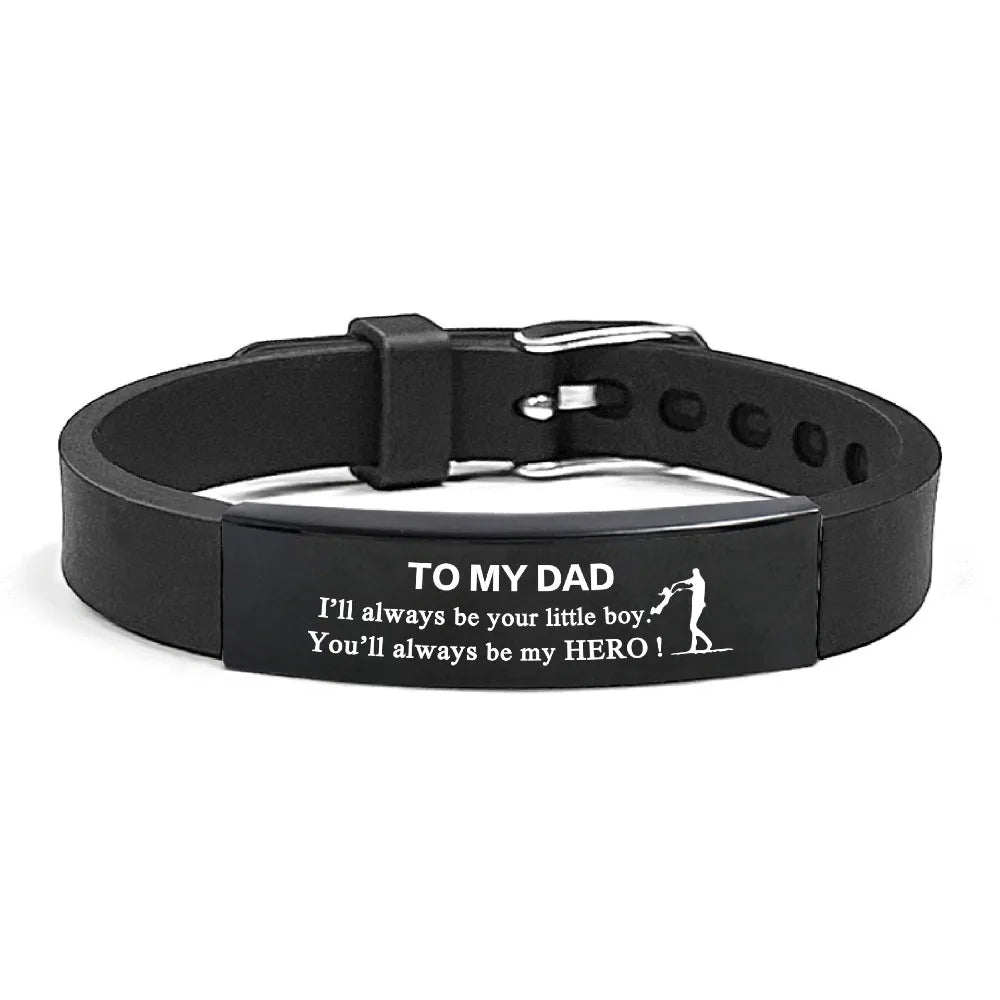 Inspirational Quote Bracelet for Father – Stainless Steel Adjustable Wristband Gift for Men