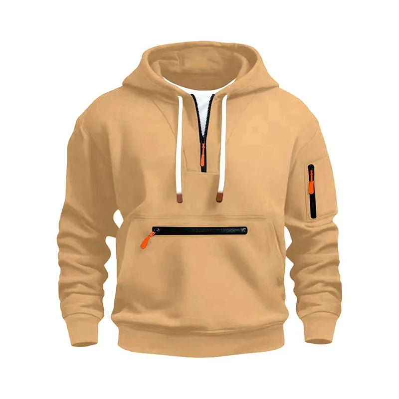 Multi‑Pocket Arm‑Zipper Hoodie