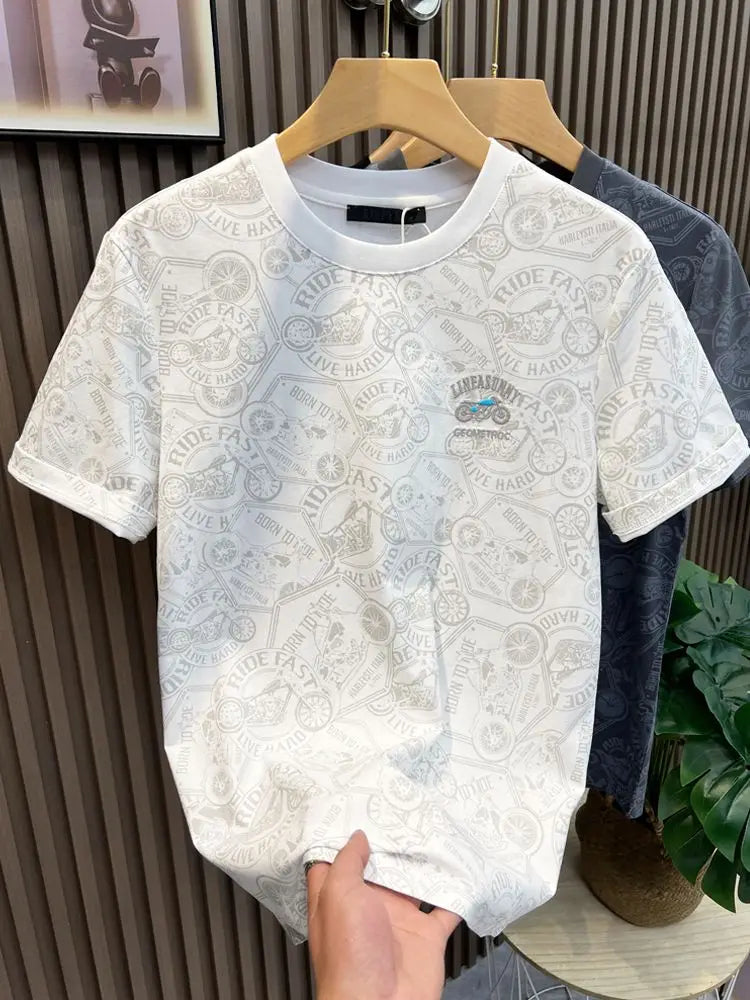 Embroidered Black Graphic T‑Shirt