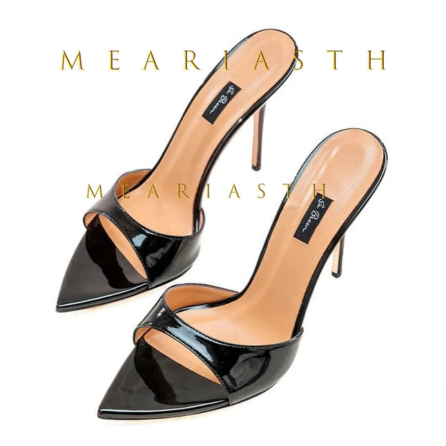 Red Patent Leather High‑Heel Mules for Women