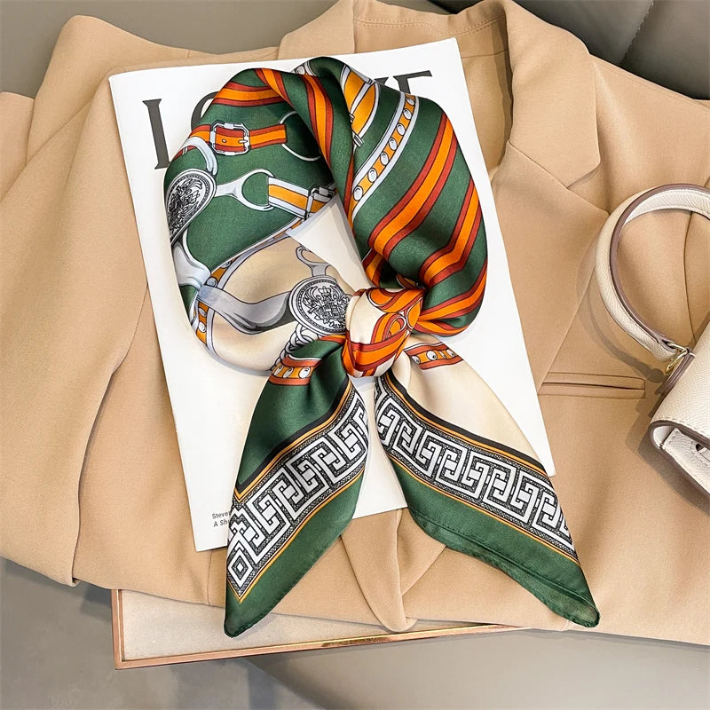 Fashion Scarves for Women Shawl Print Silk Satin Hijab Scarf Female Bandana 70*70cm Luxury Brand Square Shawls Scarfs For Ladies