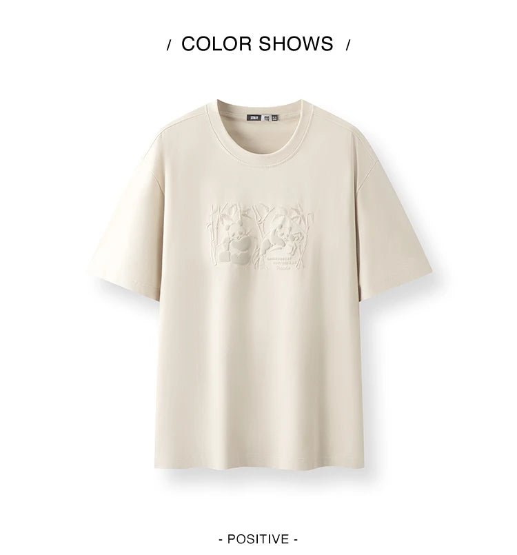 Semir Short Sleeve T-Shirt Men 2025 New Summer Cool Feeling Panda Print Embroidered Loose Top for Trendy and Comfortable Style
