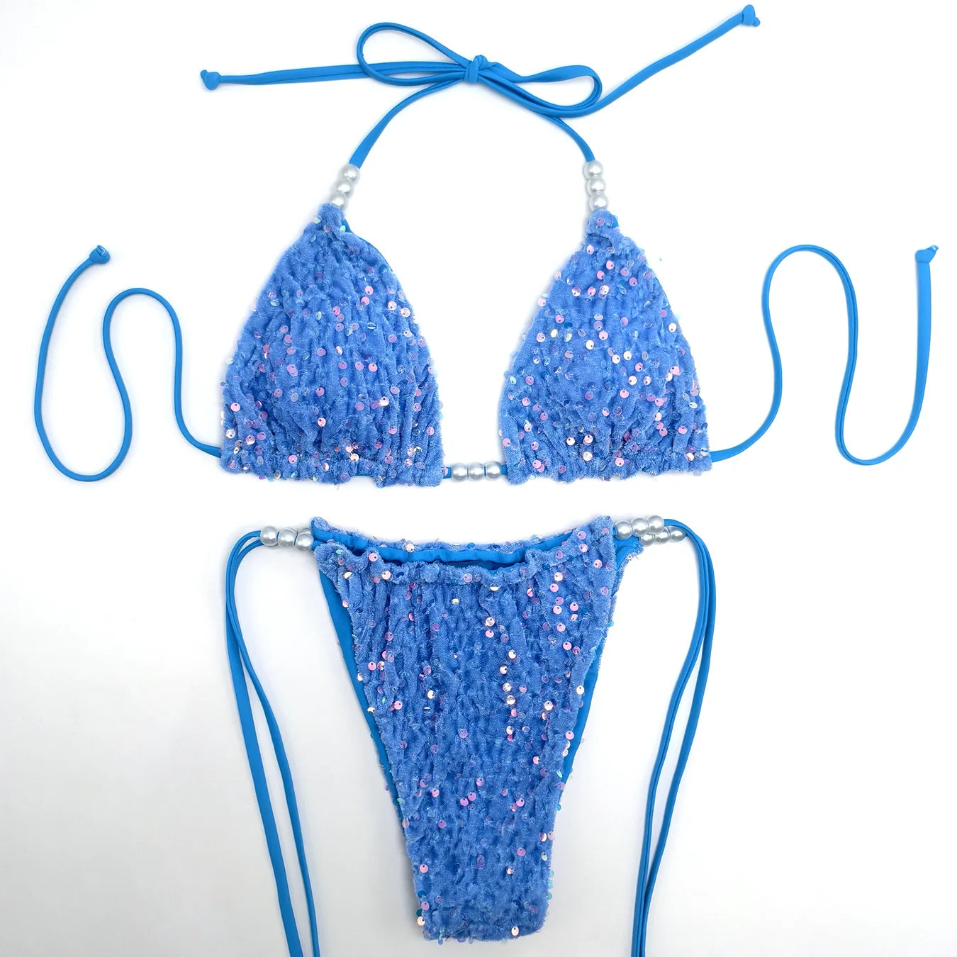 Melphieer Luxury Sparkle Sequins & Pearls Bikini