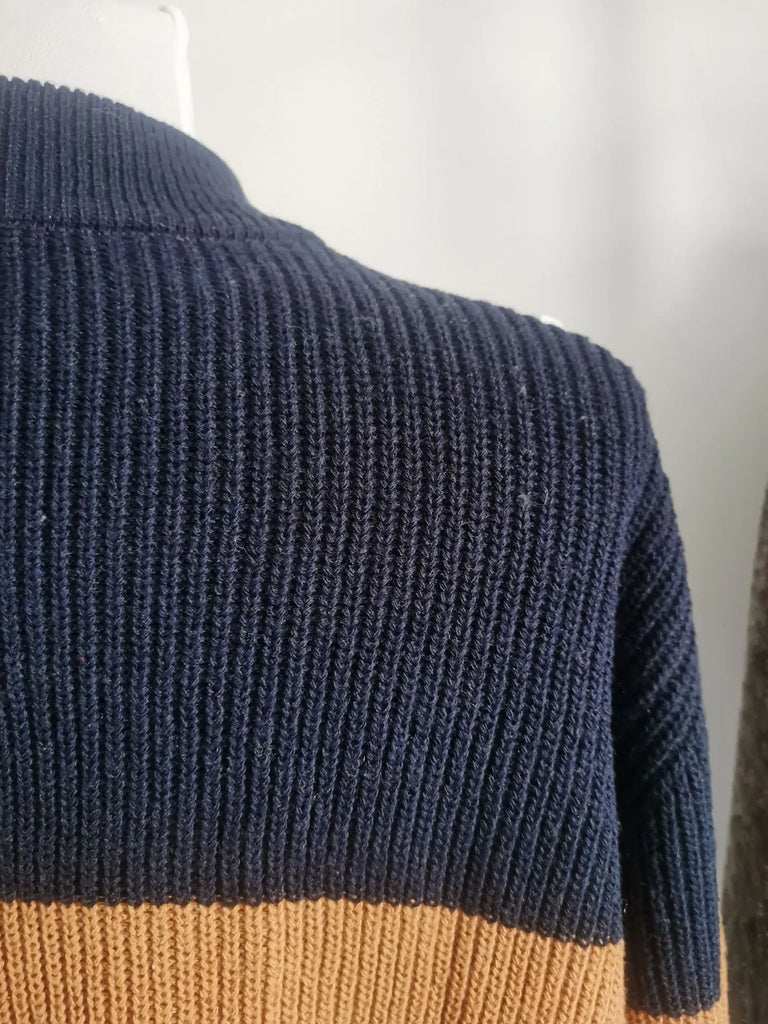 Men’s Color‑Block Semi‑Zipper Sweater