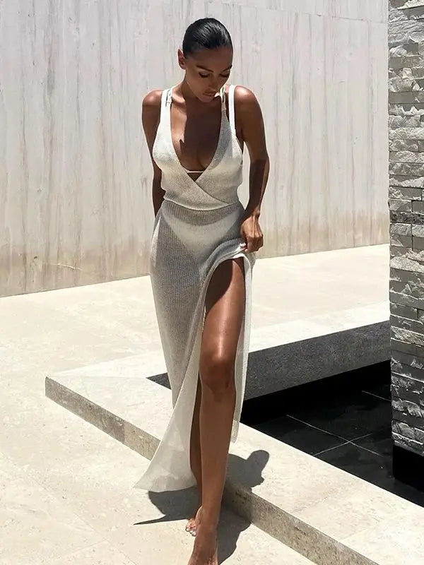 Sexy Cover Up Bikini Women Swimsuit Cover-up Beach Bathing Suit Beach Wear Knitting Swimwear Mesh Beach Dress Tunic Robe