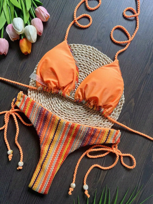 RUOTONGSEPT 2025 Sexy Braided Rope Straps Bikini Set New Swimsuit Women Swimwear Push Up Brazilian Bathing Suit Beach Biquinis