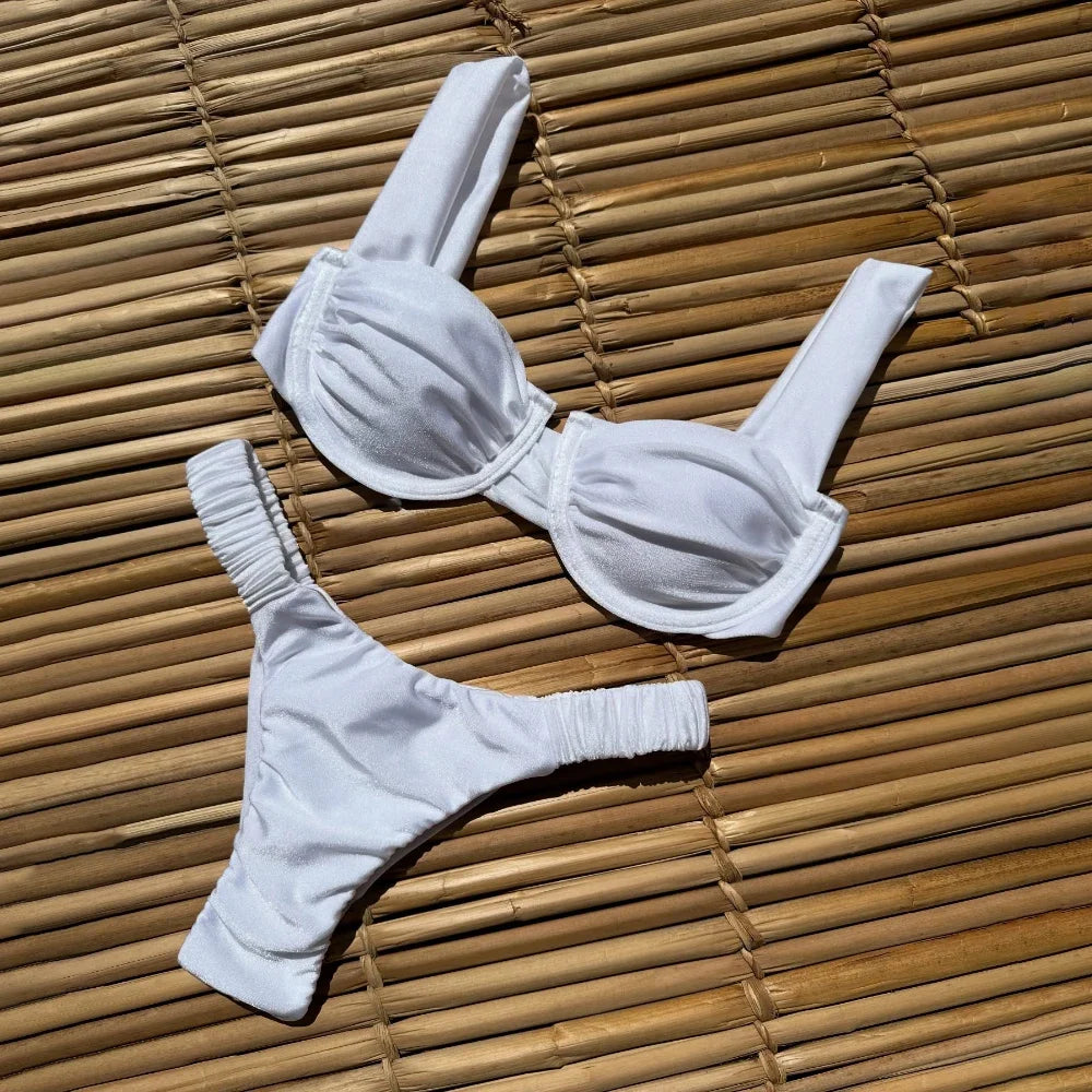 2025 Sexy Brazilian Bikini Set Low Waist Solid Printed Women Swimwear Push Up Bikinis Swimsuit Female Biquini Bathing Suit