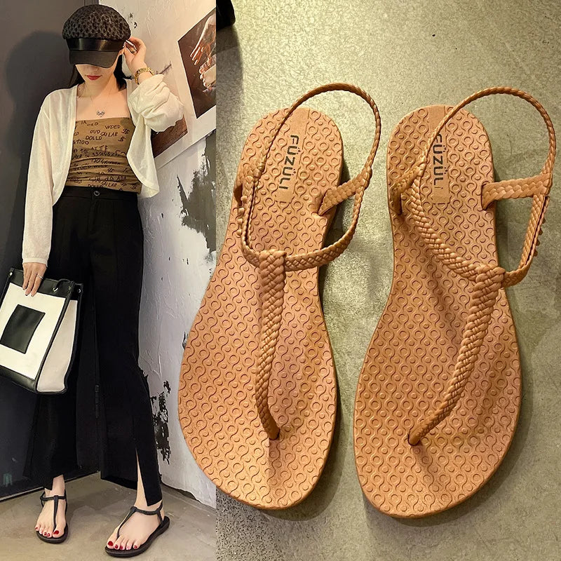 Women’s Bohemian Flat Sandals — Summer Clip‑Toe Flip Flops Casual Comfort Beach Shoes