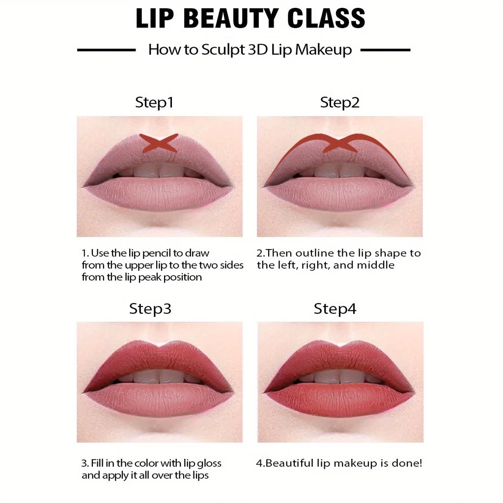 14‑Color Nude Matte Lip Liner Pencil – Long‑Lasting, Waterproof & High‑Pigment Slim Lip Pencil