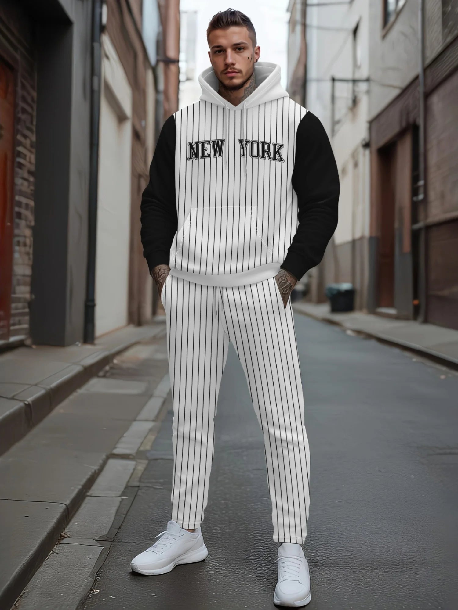 2025 Autumn and Winter Set baseball jersey Hoodie + Trousers Casual Sportswear Fashion Men's Clothing Tracksuit two-piece Set