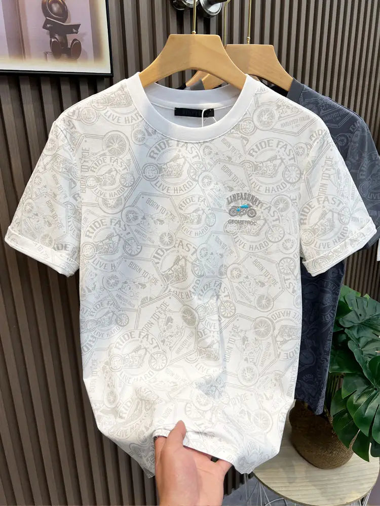 Embroidered Black Graphic T‑Shirt