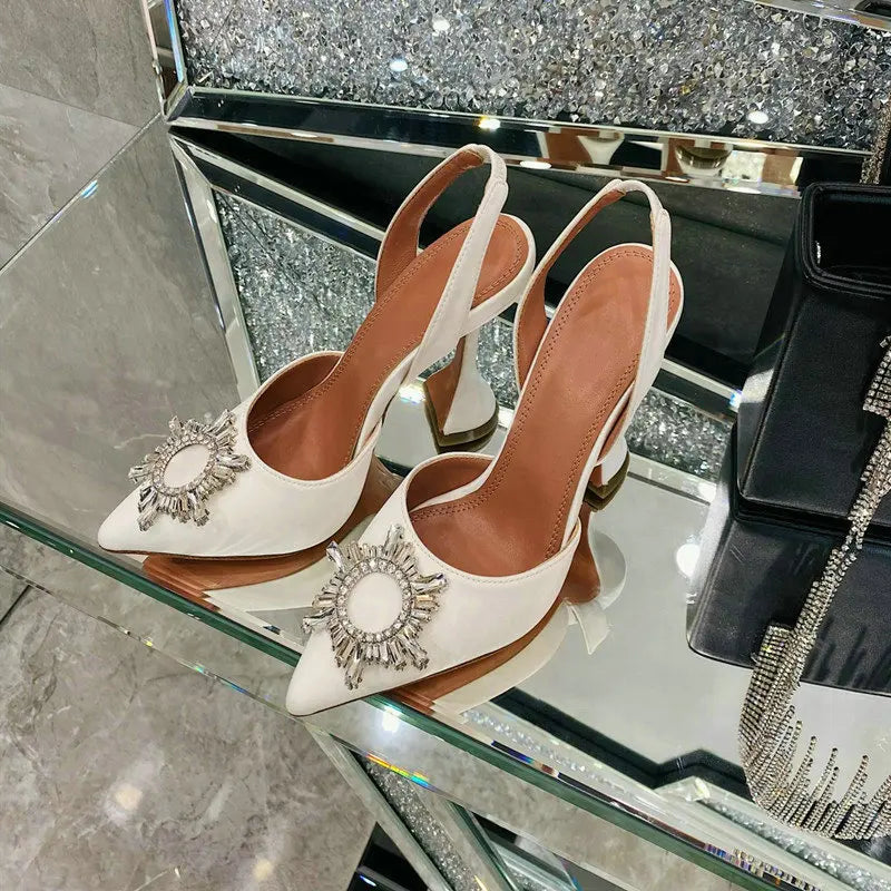 Silk Bow Rhinestone High Heels