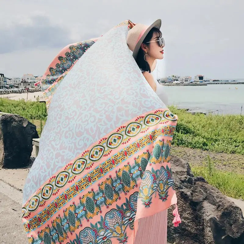 Hot New 90x180cm Twill cotton Pareo 2018 Summer Cover-Ups Rectangle Wrap Scarf Swimsuit Bikini Cover Up Autumn Beach Sarong Mats