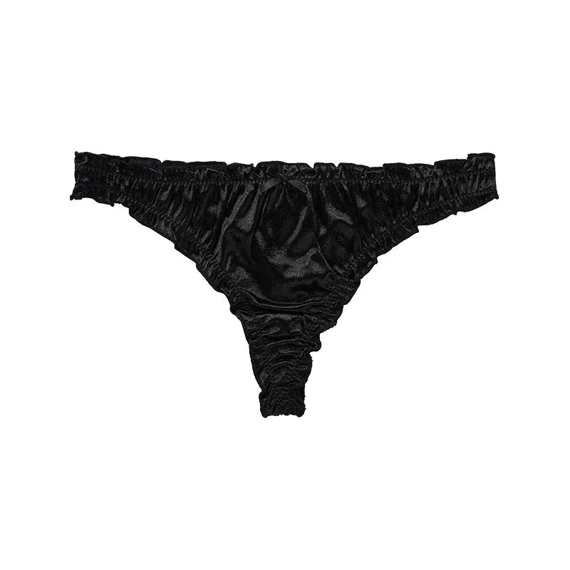 Frill‑Trim Satin Ice‑Silk Seamless Panties