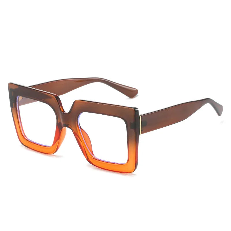 Unique Purple Green Glasses Frame Women New Fashion Oversized Square Computer Eyeglasses Shades Retro Female Clear Lens Eyewear