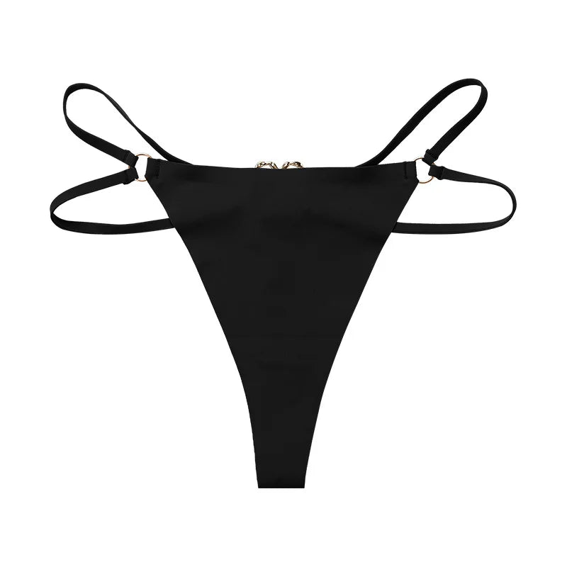 Ice Silk Seamless G‑String Thong — Women’s Lightweight Underwear with Iron‑Ring Detail (S–XL)