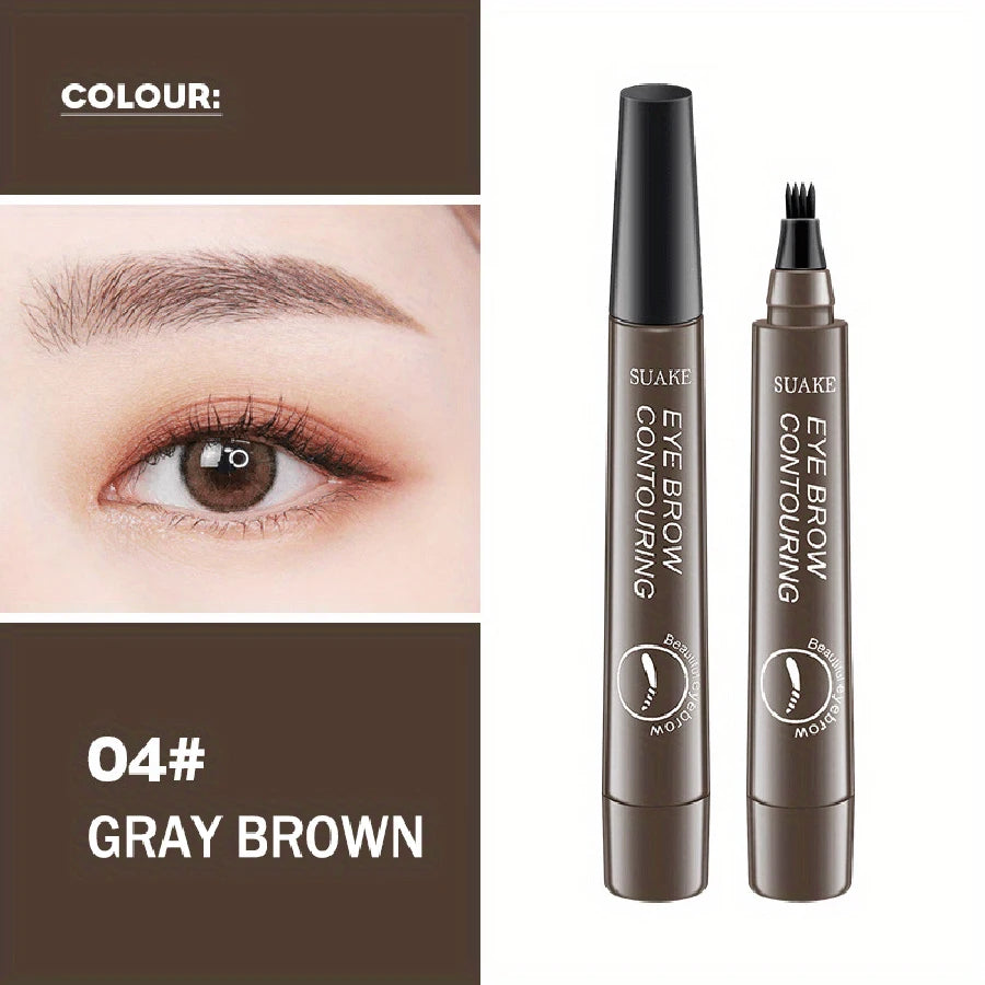 Waterproof 4‑Fork Eyebrow Pen – Microblading‑Effect Pencil for Natural, Hair‑Like Brows (5 Colors)