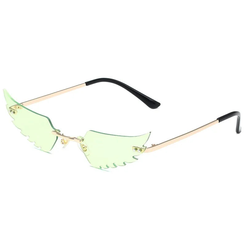 Wings Shape Rimless Sunglasses Women Ins Frameless Eyeglasses Female Party Funny Glasses Trend Eyewear Ocolus De Sol Feminino