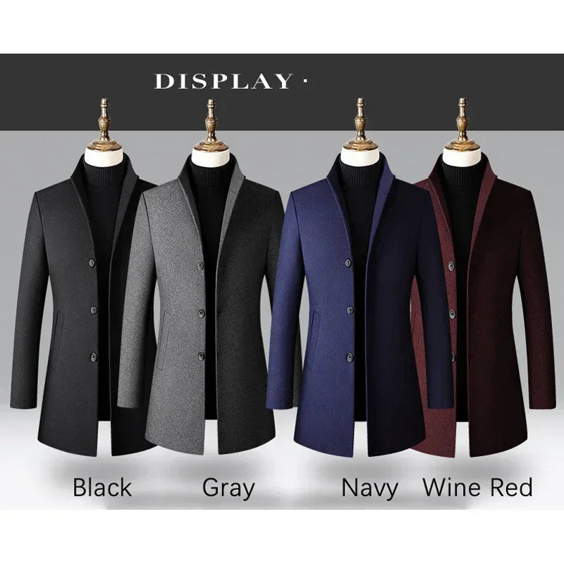 TFETTERS Brand Trench Coat Korean Fashion Business Casual Stand Collar Long Jackets for Men 2026 Autumn Windbreaker Winter Coats