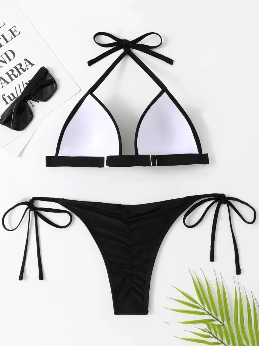 Halter Bra‑Cup Push‑Up Bikini