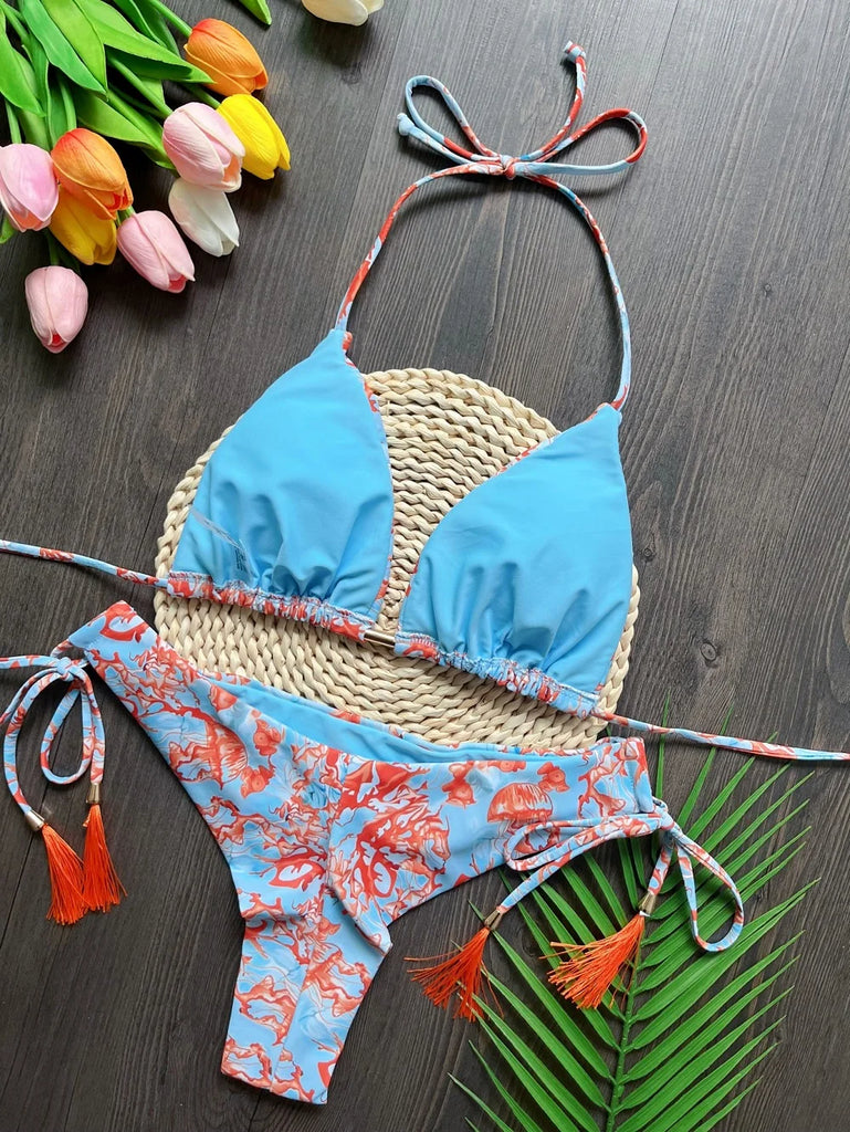 2022 Bikini Set Women Swimwear Push Up Swimsuit Bottom Print Brazilian Biquini Bathing Suit Swim Wear Beach