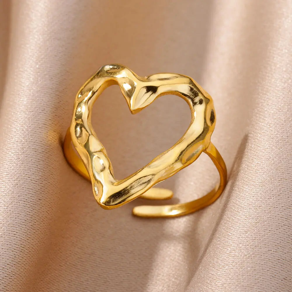 316L Stainless Steel Shell Rings for Women Adjustable Gold Color Little Star Open Rings Female Jewelry Weddings Gifts New Trendy