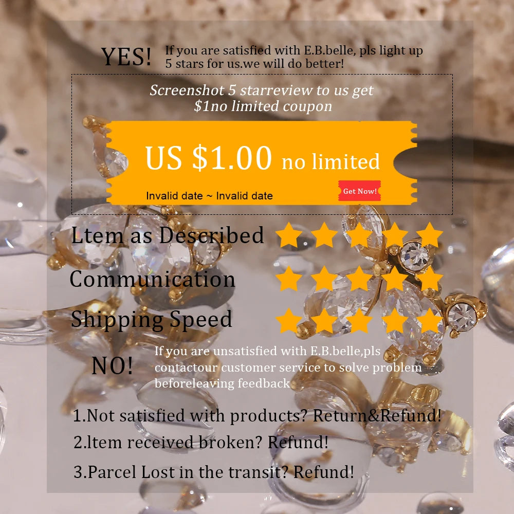 E.B.belle Trendy Style Exaggerated Numb Shell Ring 18K Gold Plated Hypoallergenic Charm Jewelry For Women's Gift