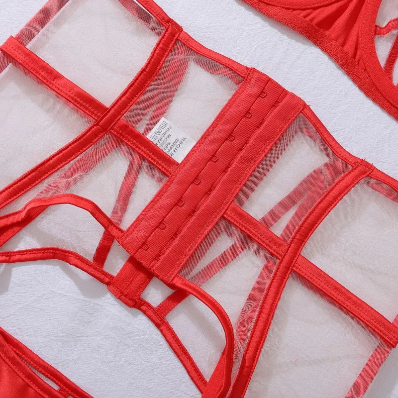 Mesh Patchwork Lingerie Set