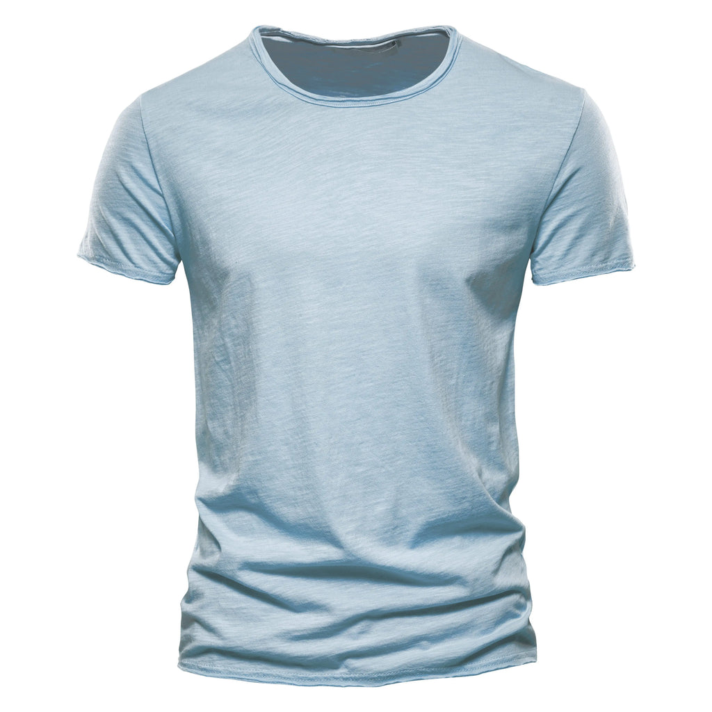 Men’s 100% Cotton Thin Summer T‑Shirt – Soft Breathable O‑Neck Casual Fitness Top