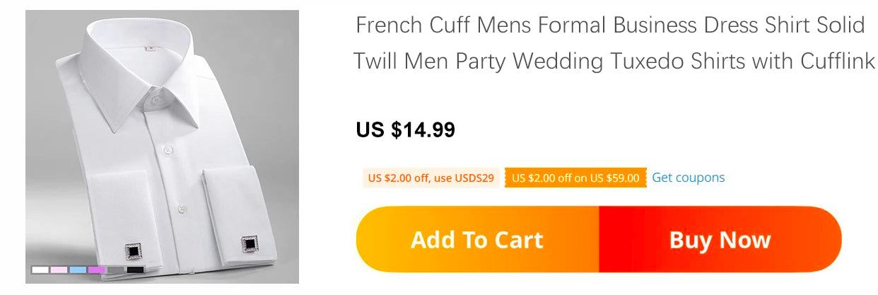Slim‑Fit French Cuff Tuxedo Dress Shirt