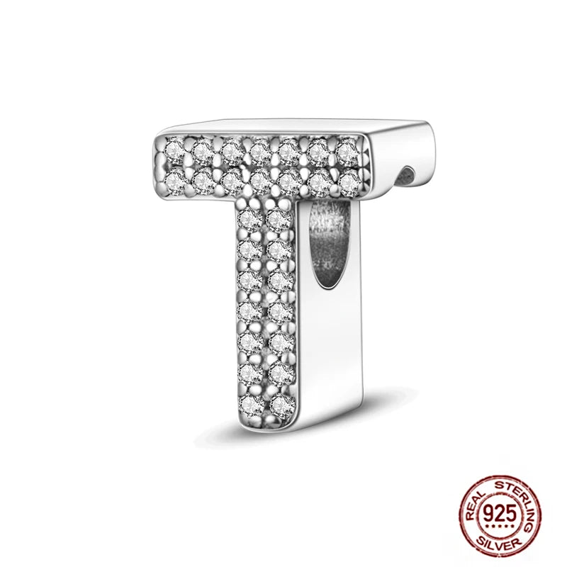Fit Pendant Original Bracelets Charms Plata De Ley 925 Silver 26 A-Z Alphabet Letters Charm Beads For Women DIY Birthday Jewelry