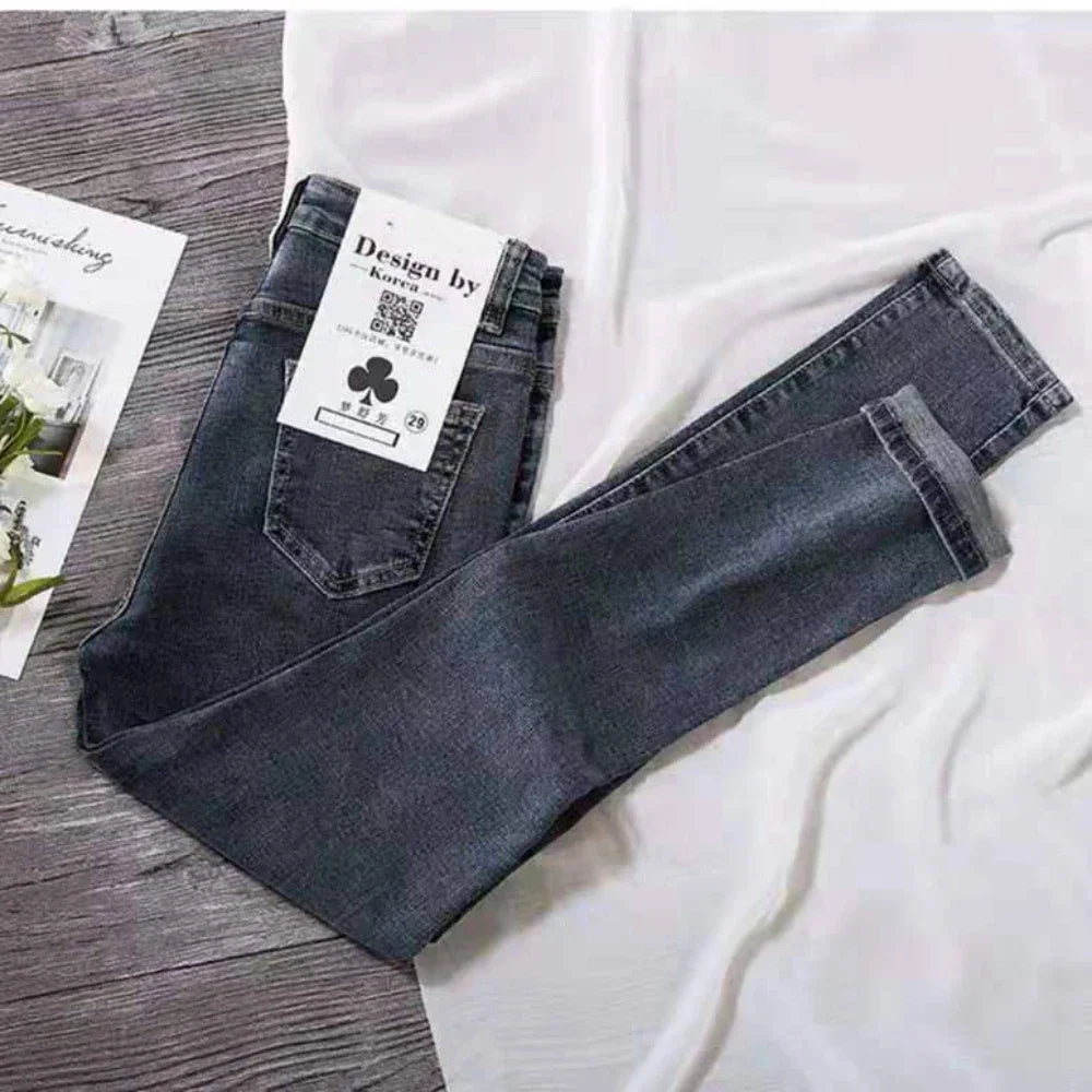 High Waist Jeans Denim Women Spring and Summer  New Outer Wear Thickening Tight Elastic All-match Pencil Pants