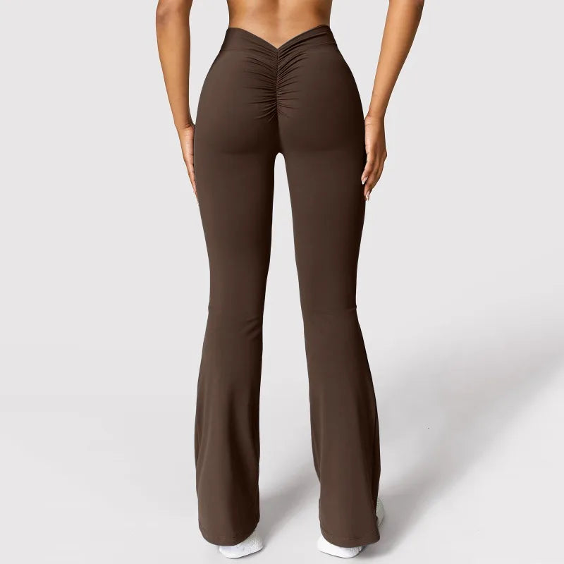 Women’s High‑Waist V‑Back Push‑Up Leggings – Micro Horn Slim Fit Gym Pants, Fashion Sports & Casual Leggings